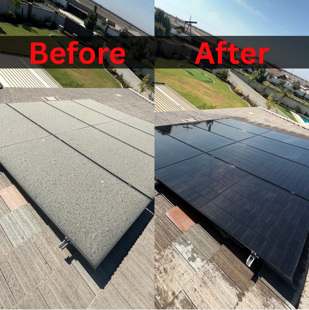 Solar panel before and after cleaning Bakersfield